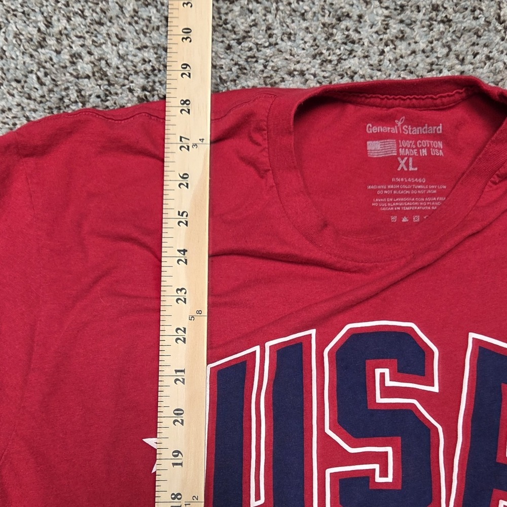 General Standard USA Shirt Men's XL Red Graphic Short Sleeves - Picture 6 of 7